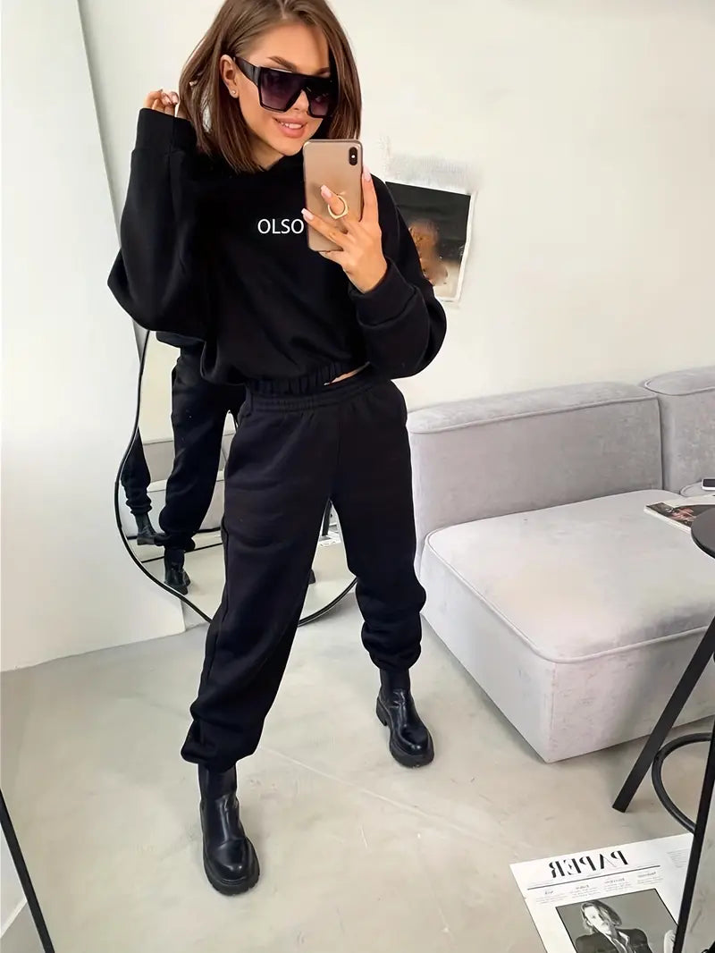 Gniewosława - Casual Two-piece Set z Kapturem i Nadrukiem