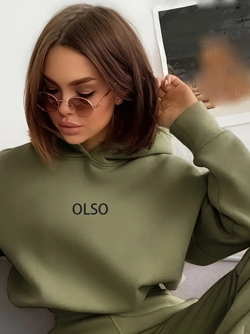 Gniewosława - Casual Two-piece Set z Kapturem i Nadrukiem