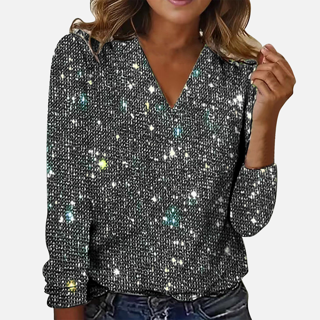 RUBY - V-HALS DIAMANTEN BLOUSE