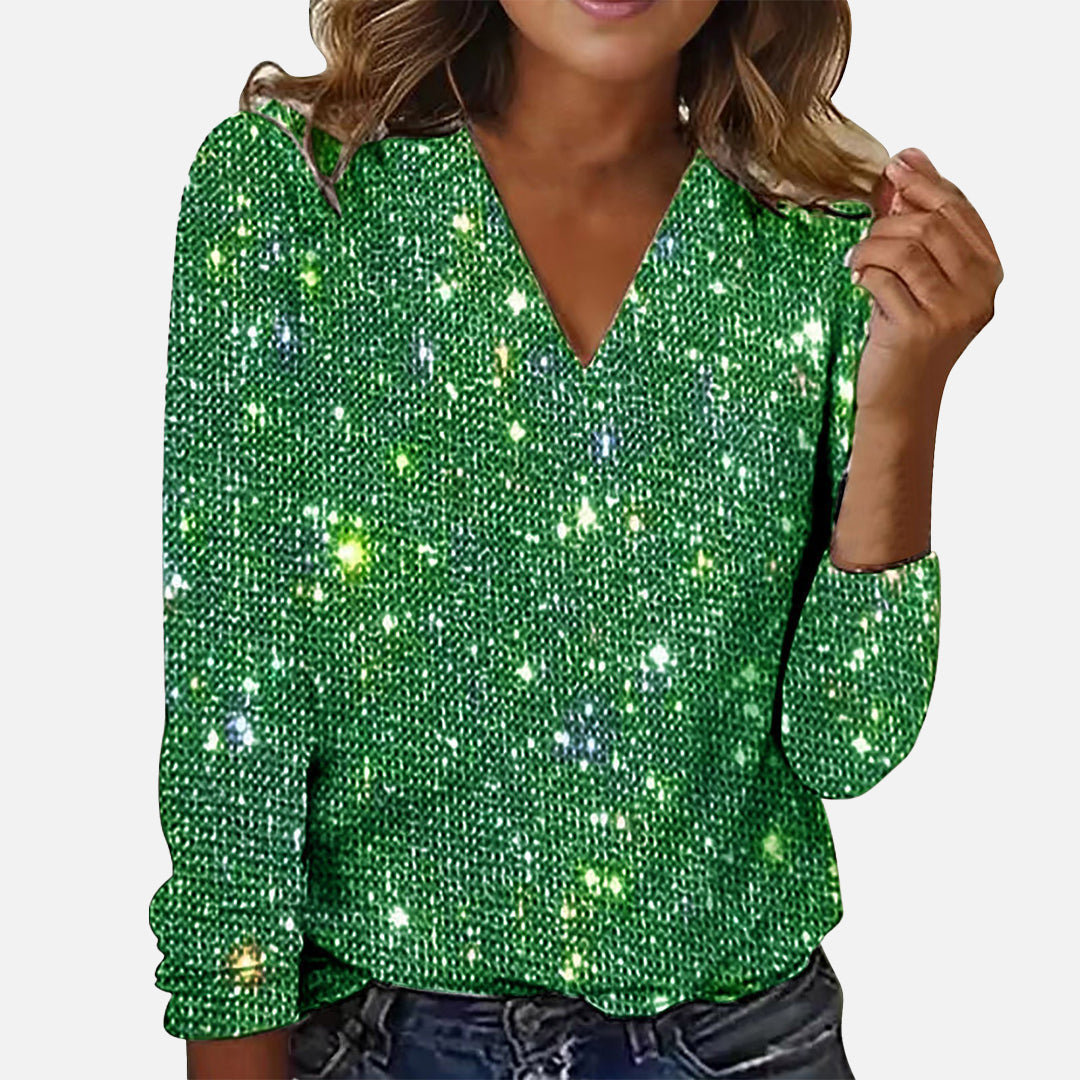 RUBY - V-HALS DIAMANTEN BLOUSE