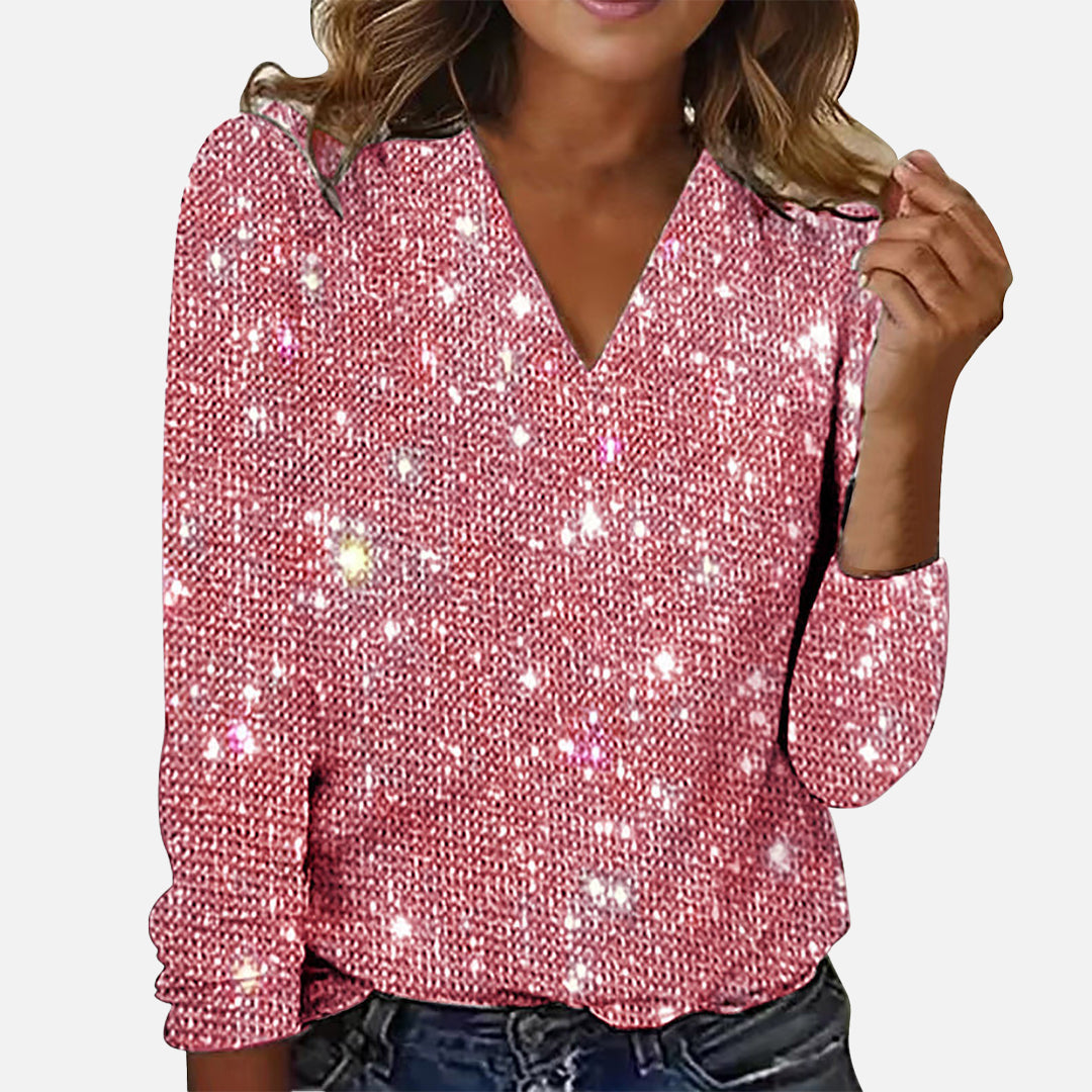 RUBY - V-HALS DIAMANTEN BLOUSE