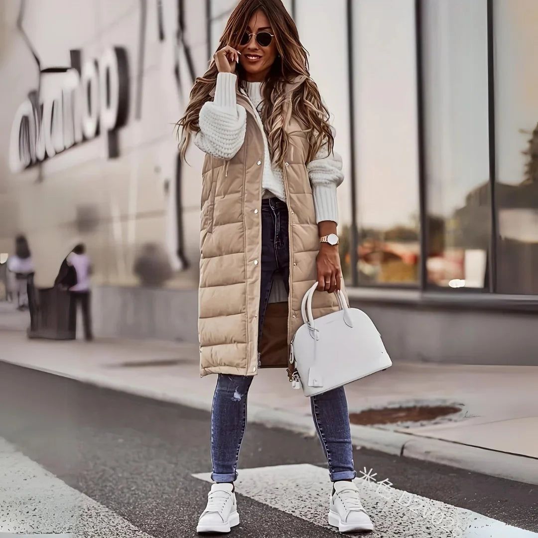 Fiona - Lange Damesvest met Capuchon