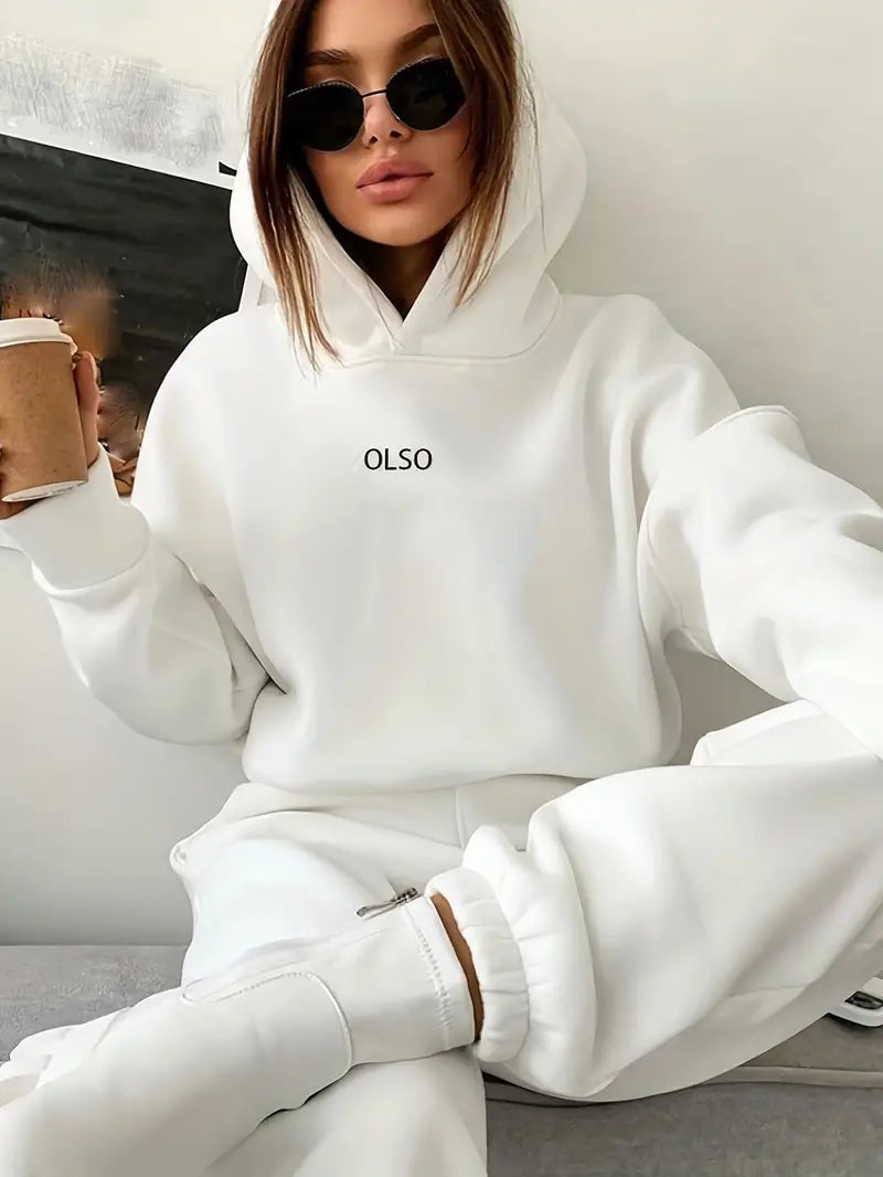 Gniewosława - Casual Two-piece Set z Kapturem i Nadrukiem