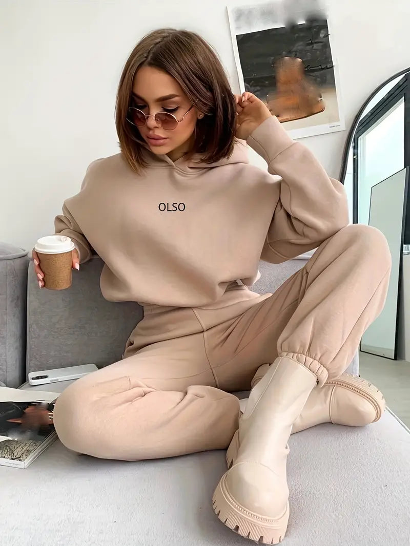 Gniewosława - Casual Two-piece Set z Kapturem i Nadrukiem